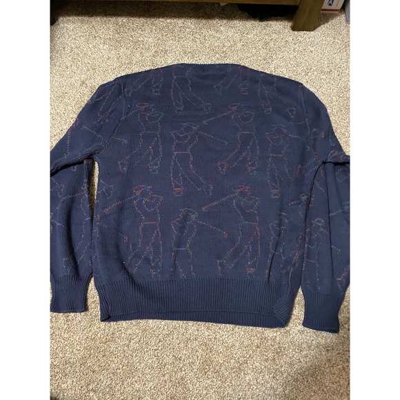 Susquehanna Trail Outfitters Vintage Golf Sweater Mens Lg Navy Blue Cotton USA - Picture 2 of 4